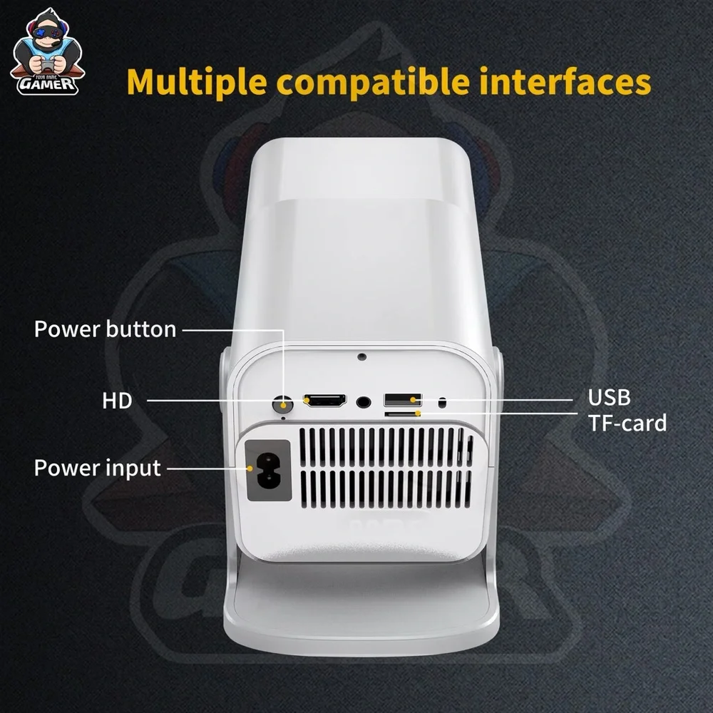 White Projector with Remote and Controllers
